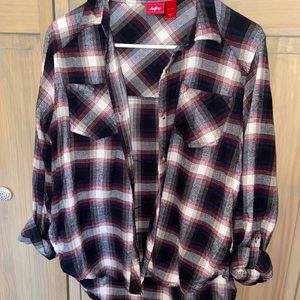 Maroon and Navy Button Up Flannel